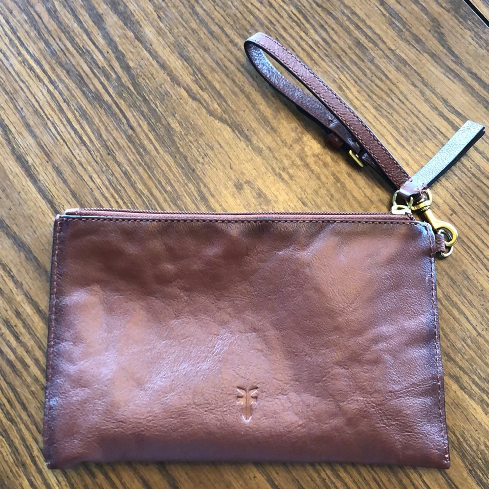 Oversize leather frye wristlet